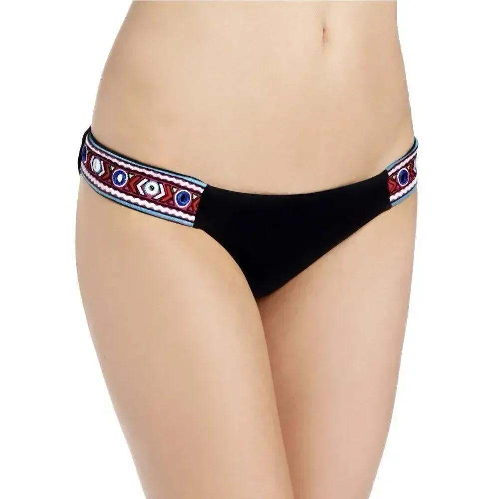 Mara Hoffman Black Embroidered Bikini Bottom Size Medium NEW Boho Festival